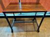 48" X 30" HARDWOOD TABLE TOP W/ METAL FRAME AND CASTERS. (PUB HEIGHT) - 2