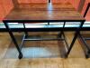 48" X 30" HARDWOOD TABLE TOP W/ METAL FRAME AND CASTERS. (PUB HEIGHT) - 2