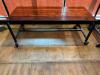 72" X 30" HARDWOOD TABLE TOP W/ METAL FRAME AND CASTERS. - 2