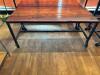 72" X 30" HARDWOOD TABLE TOP W/ METAL FRAME AND CASTERS. - 2