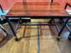 48" X 30" HARDWOOD TABLE TOP W/ METAL FRAME AND CASTERS. - 2