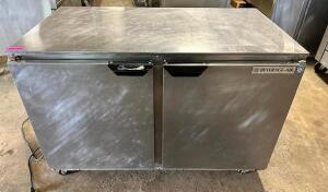 DESCRIPTION: BEVERAGE AIR 48" TWO DOOR WORK TOP PREP COOLER. BRAND / MODEL: BEVERAGE AIR UCR48A-23 ADDITIONAL INFORMATION 115 VOLT, 1 PHASE. POWERS ON