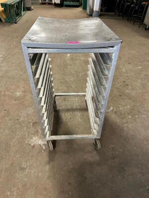 DESCRIPTION: 30" X 26" ROLL ABOUT HALF SIZE TRAY RACK W/ STAINLESS TABLE TOP SIZE 30" X 26" LOCATION: BAY 6 QTY: 1