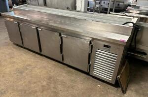 DESCRIPTION: KAIRAK 113" X 32" PIZZA PREP COOLER. ( MISSING TOP LID ) BRAND / MODEL: KARNIK KBP-113S ADDITIONAL INFORMATION 115 VOLT, 1 PHASE. POWERS