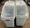 DESCRIPTION: (2) 15 GALLON RUBBERMAID INGREDIENTS BINS W/ LIDS BRAND / MODEL: RUBBERMAID LOCATION: BAY 6 THIS LOT IS: SOLD BY THE PIECE QTY: 2