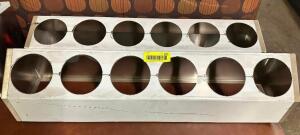 DESCRIPTION: (2) SIX GROUP STAINLESS BOTTLE ORGANIZERS. LOCATION: BAY 6 THIS LOT IS: SOLD BY THE PIECE QTY: 2