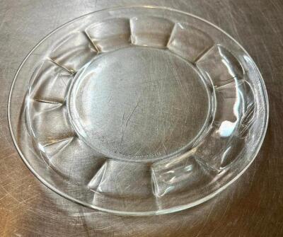 DESCRIPTION: (30) 9" CLEAR GLASS SALAD PLATES. SIZE 9" LOCATION: BAY 6 THIS LOT IS: SOLD BY THE PIECE QTY: 30