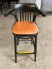 DESCRIPTION: (5) 30" BAR BACK WOOD BAR STOOLS W/ CUSHION SEAT. BLACK AND TAN. SIZE 30" LOCATION: BAY 6 THIS LOT IS: SOLD BY THE PIECE QTY: 5