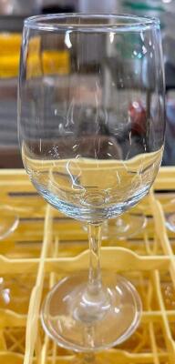 DESCRIPTION: (16) WINE GLASSES. SOLD WITH GLASS RACK LOCATION: BAY 6 THIS LOT IS: SOLD BY THE PIECE QTY: 16