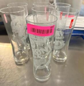 DESCRIPTION: (7) PERONI LOGO'ED PILSNER GLASSES LOCATION: BAY 6 THIS LOT IS: SOLD BY THE PIECE QTY: 7