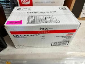 DESCRIPTION: (1) BOX OF SYSCO SUGAR PACKETS BRAND / MODEL: SYSCI ADDITIONAL INFORMATION 2000 IN BOX LOCATION: BAY 6 QTY: 1