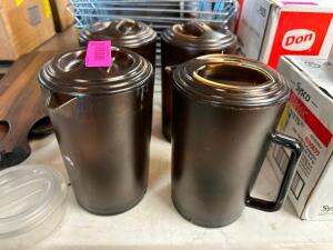 DESCRIPTION: (4) PLASTIC WATER PITCHERS W/ LIDS LOCATION: BAY 6 THIS LOT IS: SOLD BY THE PIECE QTY: 4