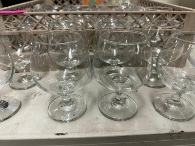 DESCRIPTION: (25) BRANDY SNIFTERS. SOLD WITH GLASS RACK LOCATION: BAY 6 THIS LOT IS: SOLD BY THE PIECE QTY: 25