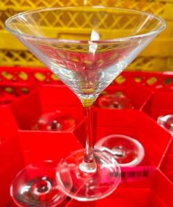 DESCRIPTION: (12) MARTINI GLASSES. SOLD WITH GLASS RACK LOCATION: BAY 6 THIS LOT IS: SOLD BY THE PIECE QTY: 12