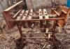 OLD WOODEN CONVEYOR METAL FRAME - 2