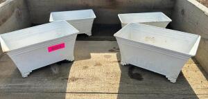 (4) WHITE METAL PLANTERS