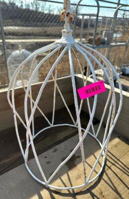 WHITE METAL FLOWER CAGE