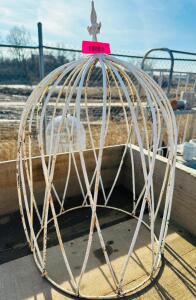 WHITE METAL FLOWER CAGE