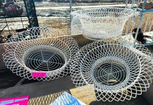 (3) WHITE WIRE PLANTERS