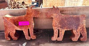 (2) RUSTY METAL DOGS