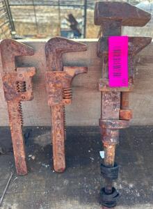 (3) OLD RUSTY IRON WRENCHES