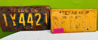 (2) VINTAGE TEXAS LICENSE PLATES