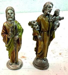 (2) RELIGIOUS FIGURES - PEWTER