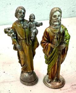 (2) RELIGIOUS FIGURES - PEWTER