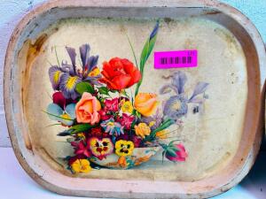 (3) OLD ENGLISH FLORAL TRAYS