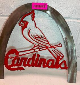 POLISHED METAL ARCH W/ CARDINAL;