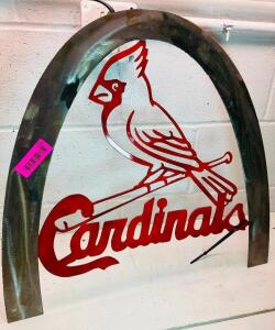 POLISHED METAL ARCH W/ CARDINAL;