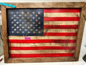 WOODEN FLAG IN FRAME