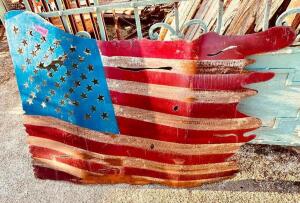 ALUMINUM WORN AMERICAN FLAG