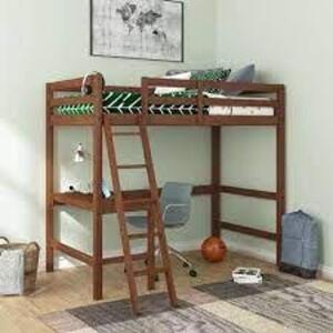 DESCRIPTION: (1) LOFT BUNK BED WITH LADDER AND STUDY DESK BRAND/MODEL: HILLSDALE INFORMATION: OAK FINISH, WOOD RETAIL$: $363.00 EA SIZE: TWIN QTY: 1