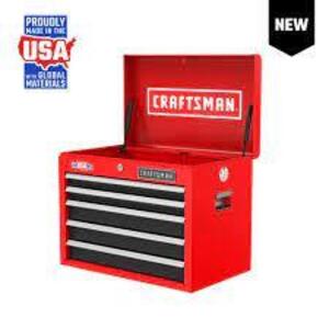 DESCRIPTION: (1) DRAWER TOOL CHEST BRAND/MODEL: CRAFTSMAN #CMST98263RB INFORMATION: RED RETAIL$: $224.00 EA SIZE: 26"W 19.75"H 5 DRAWER, STEEL QTY: 1