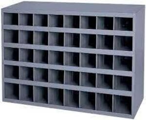 DESCRIPTION: (1) PIGEONHOLE BIN UNIT BRAND/MODEL: DURHAM MFG/349-95 INFORMATION: 40-COMPARTMENT/GRAY RETAIL$: $153.26 SIZE: 34"W X 24"H X 8-1/2"D QTY: