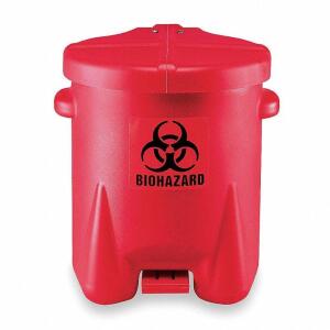 DESCRIPTION: (1) BIOHAZARD STEP ON WASTE CAN BRAND/MODEL: EAGLE #4RF67 INFORMATION: RED RETAIL$: $106.59 EA SIZE: 6 GAL CAN CAPACITY, POLYETHYLENE, 16