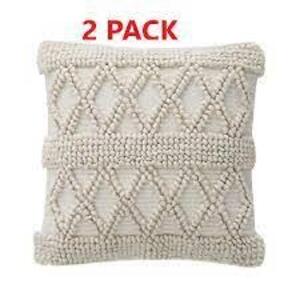 DESCRIPTION: (2) WOVEN DIAMOND STRIPE SQUARE DECOR PILLOW COVER BRAND/MODEL: MKN-PCO-2020-WD-GREY INFORMATION: GREY RETAIL$: $31.49 EA SIZE: 20X20 QTY