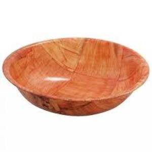 DESCRIPTION: (5) WOVEN WOOD SALAD BOWL BRAND/MODEL: TABLECRAFT 220W INFORMATION: BROWN RETAIL$: $8.62 EA SIZE: 20" QTY: 5