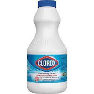 DESCRIPTION: (6) BOTTLES OF DISINFECTING BLEACH BRAND/MODEL: CLOROX RETAIL$: $3.89 EA SIZE: 24 OZ QTY: 6