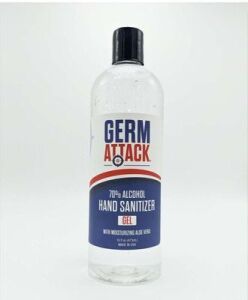 DESCRIPTION: (12) ALCOHOL HAND SANITIZER BRAND/MODEL: GERM ATTACK RETAIL$: $8.25 EA SIZE: 16 OZ QTY: 12