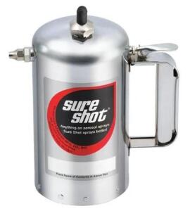 DESCRIPTION (1) SURE-SHOT SPRAYER BRAND/MODEL A1100 ADDITIONAL INFORMATION DUAL NOZZLE/CANISTER/RETAILS AT $67.61 SIZE 32 OZ. THIS LOT IS ONE MONEY QT