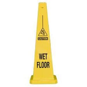 (1) "CAUTION WET FLOOR" FOUR-SIDED STANDING CONE