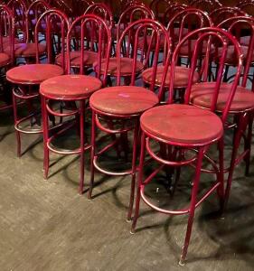 (8) METAL FRAMED UPHOLSTERED BARSTOOLS