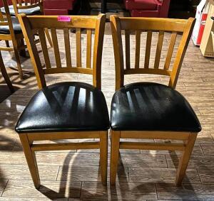 (8) UPHOLSTERED WOODEN DINING CHAIRS