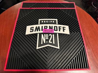 DESCRIPTION: (2) SMIRNOFF RUBBER BAR MATS. LOCATION: BAR THIS LOT IS: ONE MONEY QTY: 1