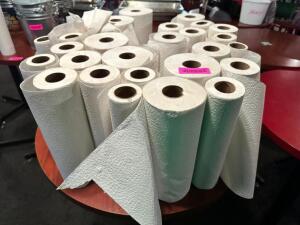 DESCRIPTION: (1) LOT OF ASSORTED PAPER TOWEL ROLLS. LOCATION: BAR THIS LOT IS: ONE MONEY QTY: 1