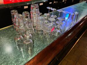 DESCRIPTION: (1) LOT OF ASSORTED BAR GLASSES LOCATION: BAR THIS LOT IS: ONE MONEY QTY: 1