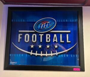 MILLER LITE FRAMED FOOTBALL SIGN