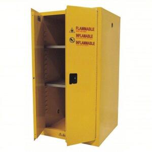 DESCRIPTION: (1) FLAMMABLES SAFETY CABINET BRAND/MODEL: CONDOR/42X502 INFORMATION: 60 GALLON, YELLOW, 2 SHELVES, MANUAL CLOSE RETAIL$: $1,598.46 SIZE: